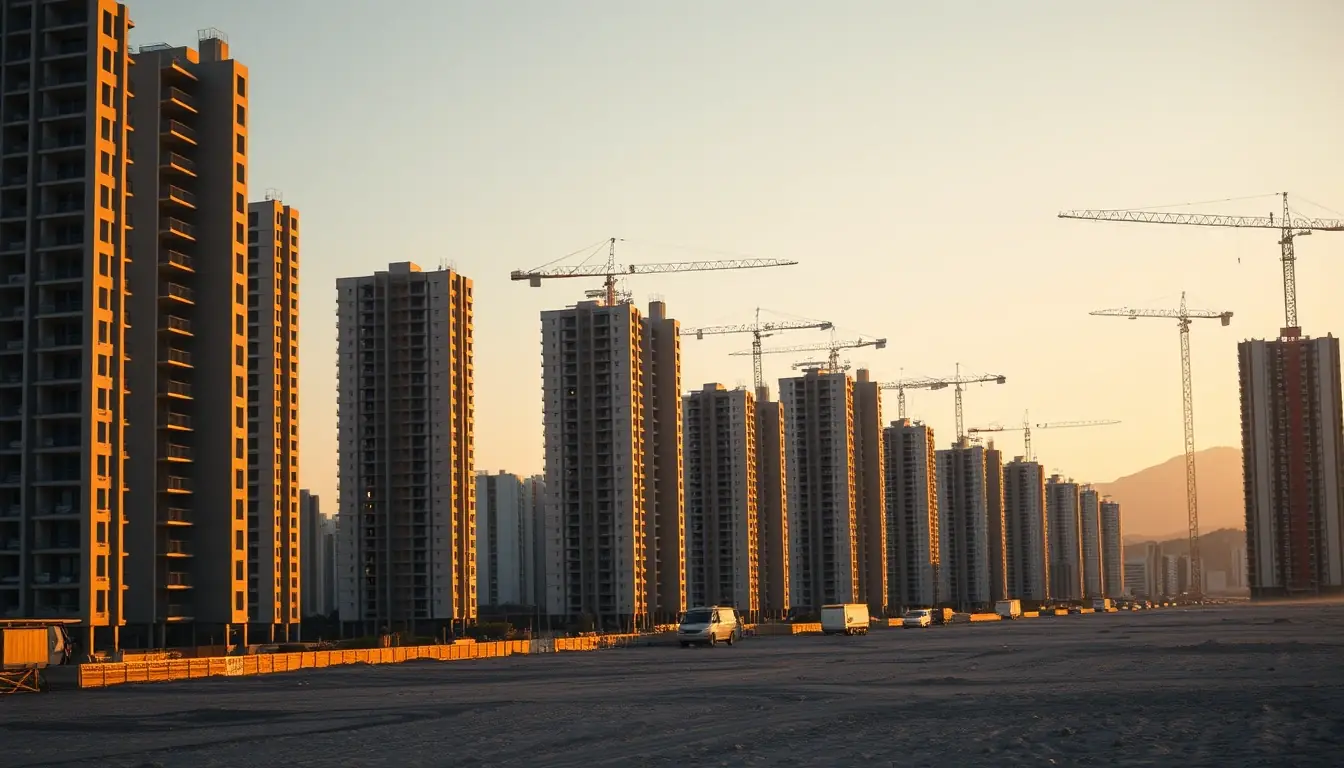 Construção civil em Itapema/SC, com elevador de obra em edifício