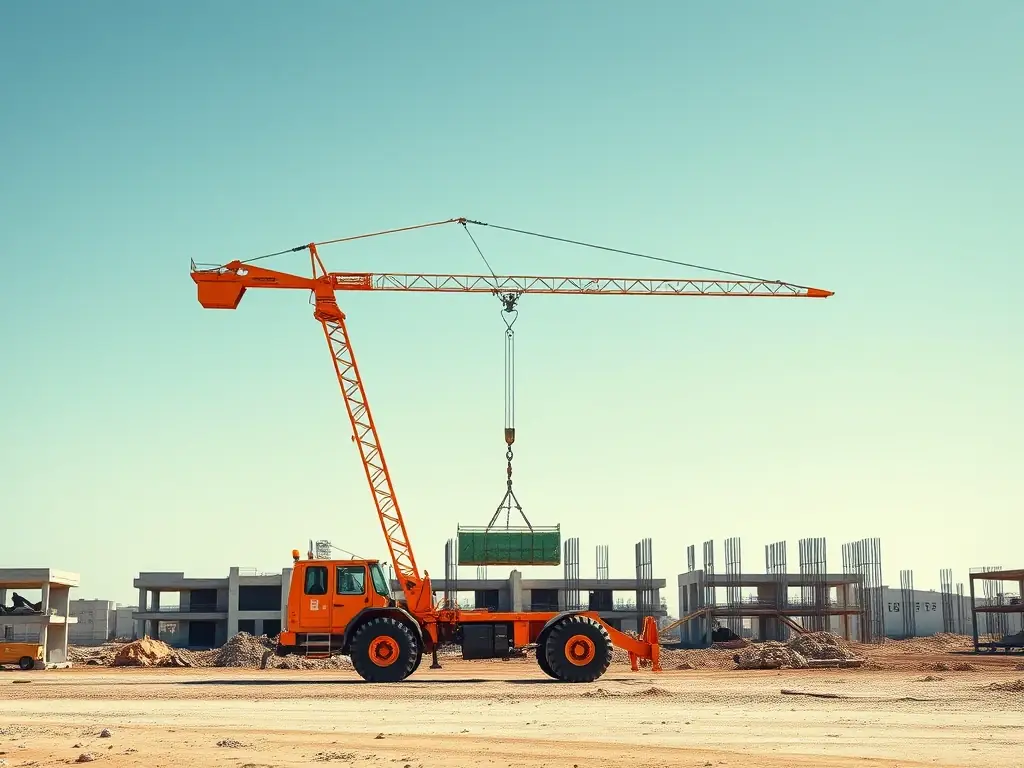 Guindaste de içamento em um canteiro de obras